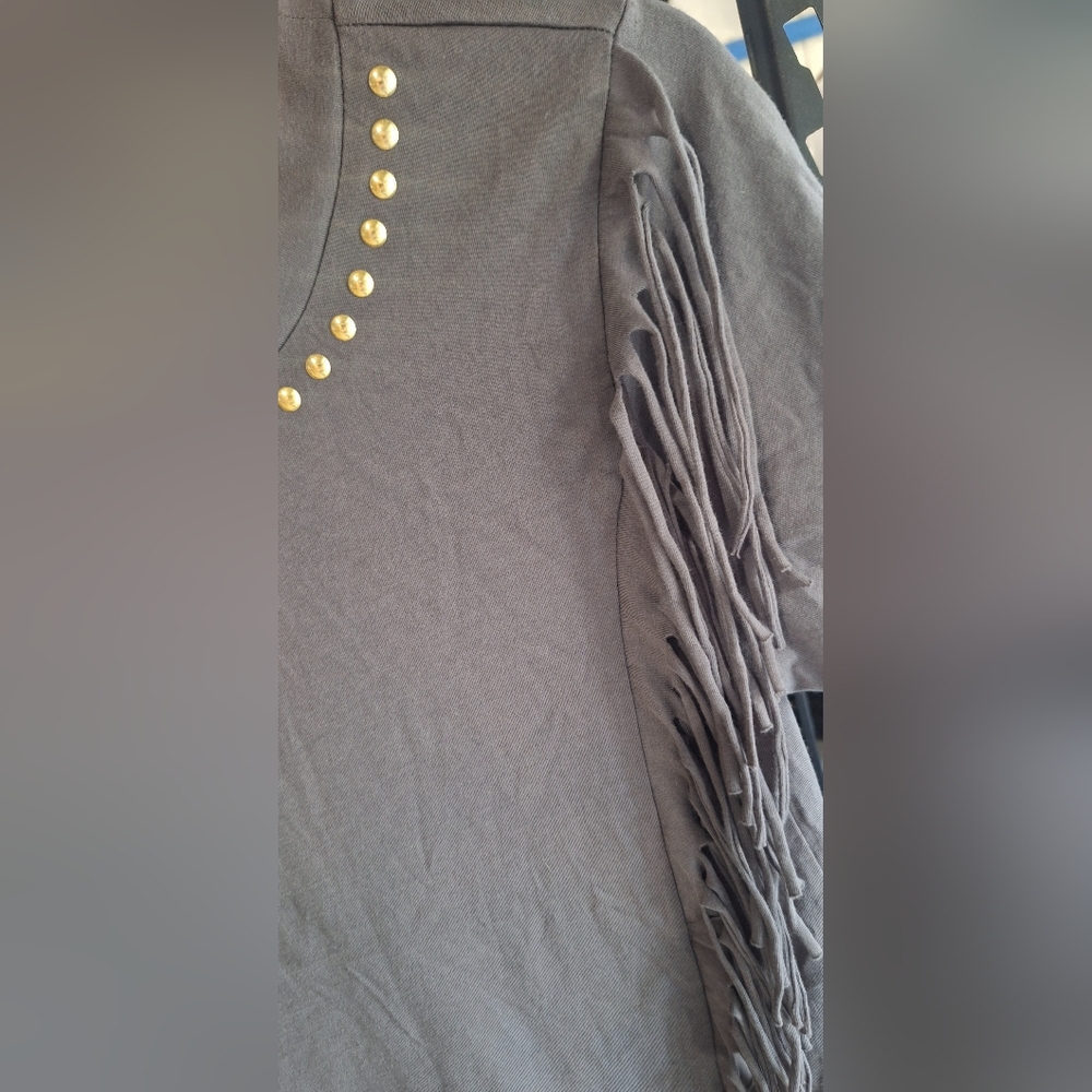 Green and Gray Top with Metal Detail